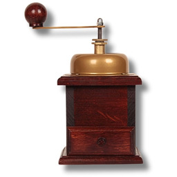 Tradycyjny ręczny młynek drewniany do kawy brązowy