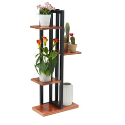 Stojak na kwiaty z 4 półkami 93x42,5x22,5cm, czarny/ciemnobrązowy