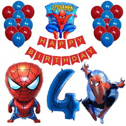 SPIDER MAN BALONY ZESTAW NA 4 URODZINY