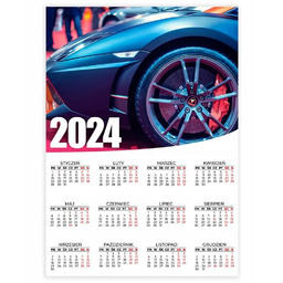 KALENDARZ ŚCIENNY 2024 50x70cm AUTA SPORTOWE Wzory
