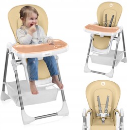 Krzesełko Do Karmienia Składane Regulowane Wymienna Tacka Pasy