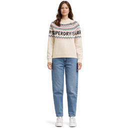 SUPERDRY SWETER NIEBIESKO RÓŻOWY WZÓR GEOMETRYCZNY BEŻOWY S