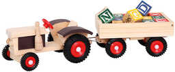 Bino Traktor z gumowymi kołami i przyczepą