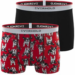 Bokserki Męskie, Czarne i Czerwone w Buldogi, Obcisłe,