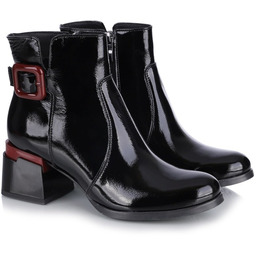 Botki damskie Gamis 8008 - A128+BORDO czarne skóra