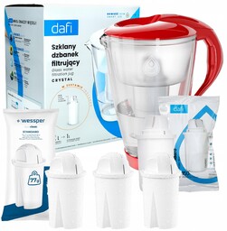Szklany dzbanek filtrujący Dafi Crystal 2l czerwony 3x