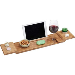 Relaxdays Bambusowa półka na wannę, szerokość 70 cm,