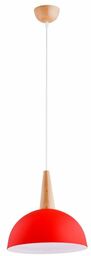 Lampa wisząca zwis FOTYN drewno/czerwony śr. 30cm