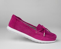 Mokasyny GD-FT-98 ażurowe z kokardką slip on fuksja