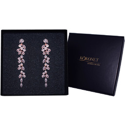 KLIPSY ślubne klipsy z listkami ROSE cyrkonie błysk