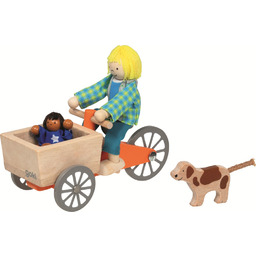 Rower towarowy z giętkimi lalkami i psem Goki