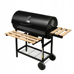 Grill węglowy ogrodowy duży beczkowy z pokrywą