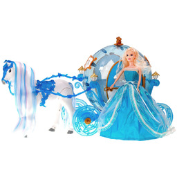 Duża KAROCA KARETA DLA LALEK + Chodzący Koń