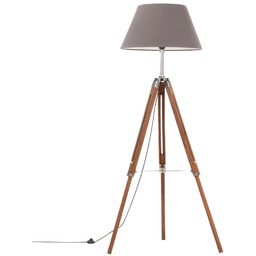 Lumes Brązowo-szara drewniana lampa podłogowa stojąca - 10X