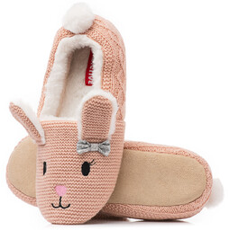 Słodkie różowe kapcie baletki KRÓLICZKI antyposlizgowa podeszwa roz.