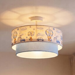 Lampa sufitowa Boho Duolla, niebieski, pokój dziecięcy, tkanina