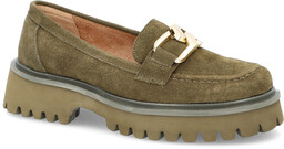 Zamszowe półbuty z klamrą - FILIPPO DP4916/23 KHAKI