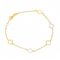 Złota bransoletka kwiatuszki dwukolorowe BR.01505