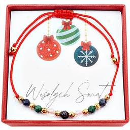 Sznurkowa bransoletka z kamień naturalny granat cytryn szafir