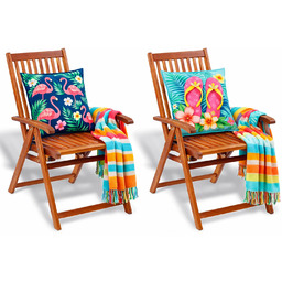 Edinos Składane drewniane krzesła ogrodowe 2 szt C3-G63