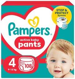 Pieluchomajtki Pampers Active Baby, rozmiar 4, pieluszki 108,