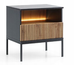 Stolik nocny Led 54 cm czarny dąb wotan