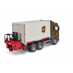 Scania 560R kontener Ups z wózkiem widłowym Bruder