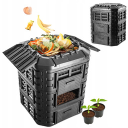 Kompostownik Ogrodowy Modułowy 860L Mrozoodporny Całoroczny Czarny