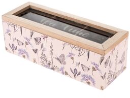 Drewniane pudełko na woreczki herbaty Pinkie różowy, 23