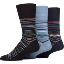 Gentle Grip 3PACK skarpety męskie Fine Stripe, bezuciskowe,