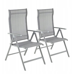 2 Krzesła Ogrodowe Składane Aluminiowe Regulowane 8P Szare