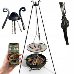Grill Trójnóg Z Paleniskiem Ogrodowy Okrągły Regulowany Ruszt