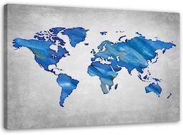 Obraz na płótnie, Granatowa mapa świata na betonie