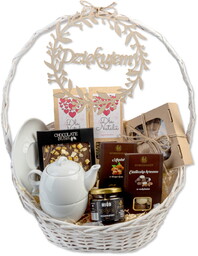 Kosz prezentowy podziękowania dla rodziców, świadków. Personalizowany grawer