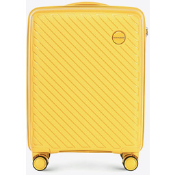 Mała walizka z polipropylenu w tłoczone paski żółta
