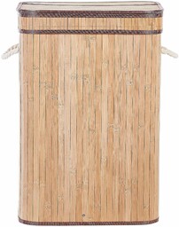 Beliani Kosz na pranie przechowywanie bambusowy jasne drewno