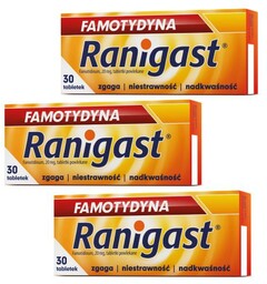 Zestaw Ranigast Famotydyna 20mg, 3x 30 tabletek