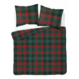 Detexpol Pościel satynowa 160x200 świąteczna w czerwono-zieloną kratkę
