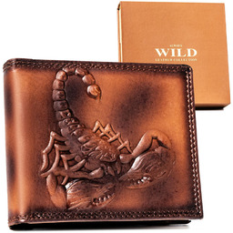 Portfel męski ze skóry naturalnej ze skorpionem