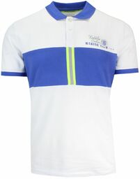 Koszulka POLO Biało-Chabrowa z Nadrukiem, Casualowa, Męska, Krótki