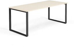 Biurko QBUS, rama O, 1800x800 mm, czarny, brzoza