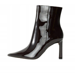 ZIGN LAKIEROWANE BOTKI DAMSKIE NA SZPILCE CIEMNY BRĄZ