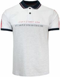 Koszulka POLO Biało-Szara z Nadrukiem, Casualowa, Męska, Krótki