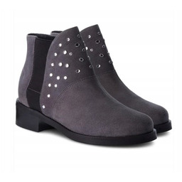 EVA MINGE DAMSKIE SKÓRZANE BOTKI SZARE 40 0FX13*