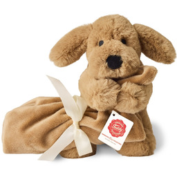 Maskotka Piesek brązowy z kocykiem wysokość 17 cm