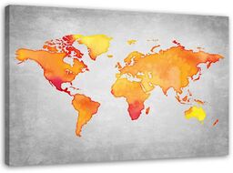 Obraz na płótnie, Pomarańczowa mapa świata 60x40