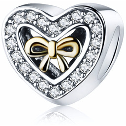 Rodowany srebrny charms do pandora serce dar miłości