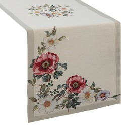 Eurofirany Obrus bieżnik 45x140 gobelinowy naturalny kolorowy kwiaty