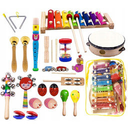 Cymbałki i flet dla dzieci, zestaw, Lt289, drewniany,