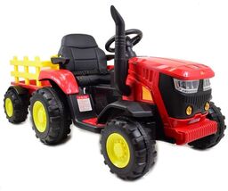 MEGA TRAKTOR NA AKUMULATOR Z PRZYCZEPĄ. MIĘKKIE SIEDZENIE,